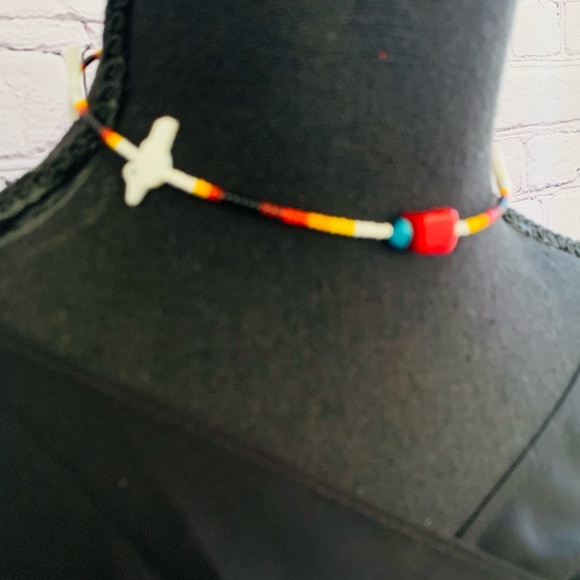 Bird Fetish Seed Bead Coil Wire Choker Necklace - Picture 4 of 7